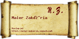 Maler Zakária névjegykártya